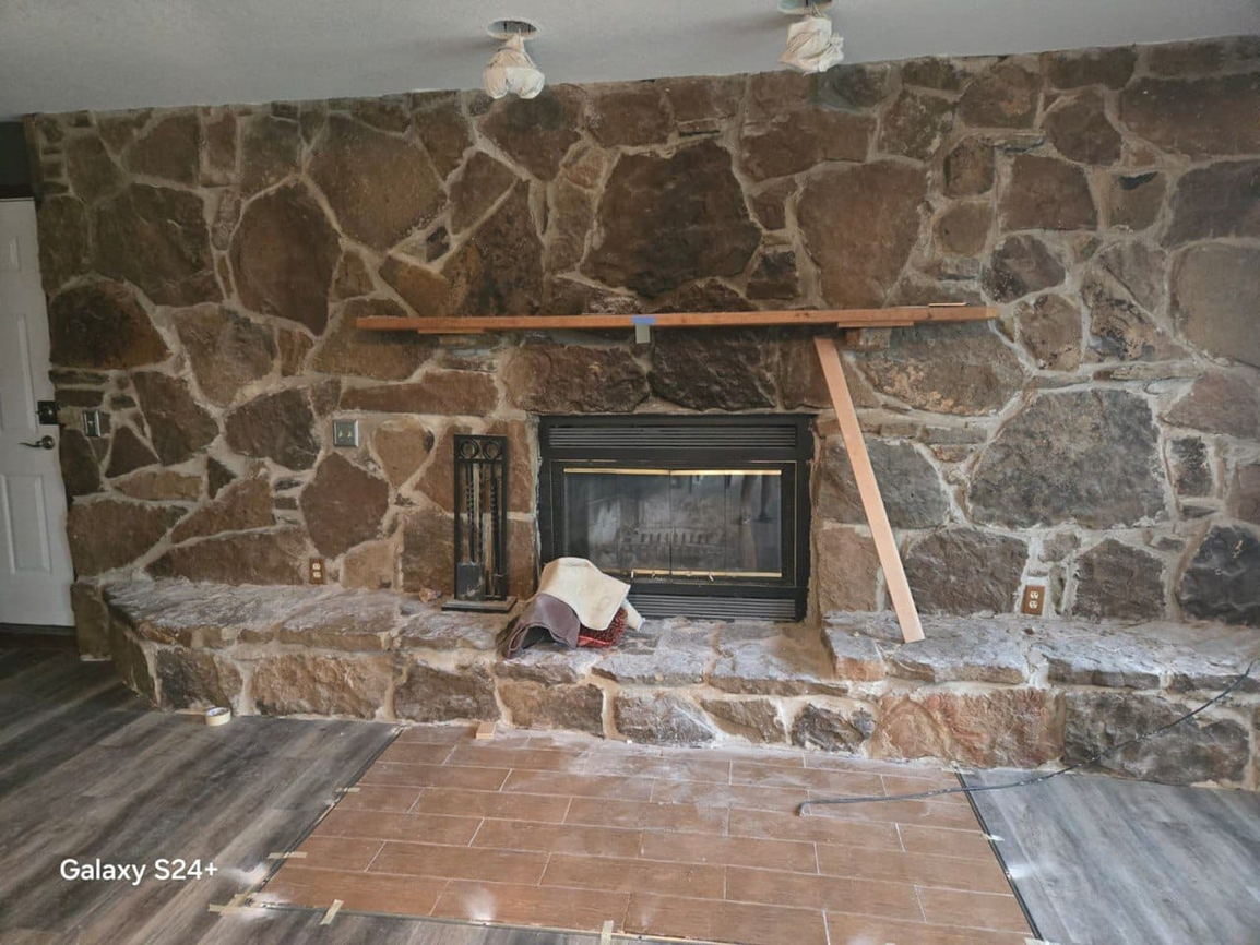 Fireplace before cleaning