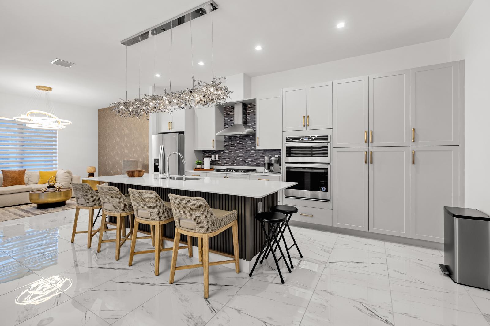 Modern kitchen with elegant design and professional cleaning